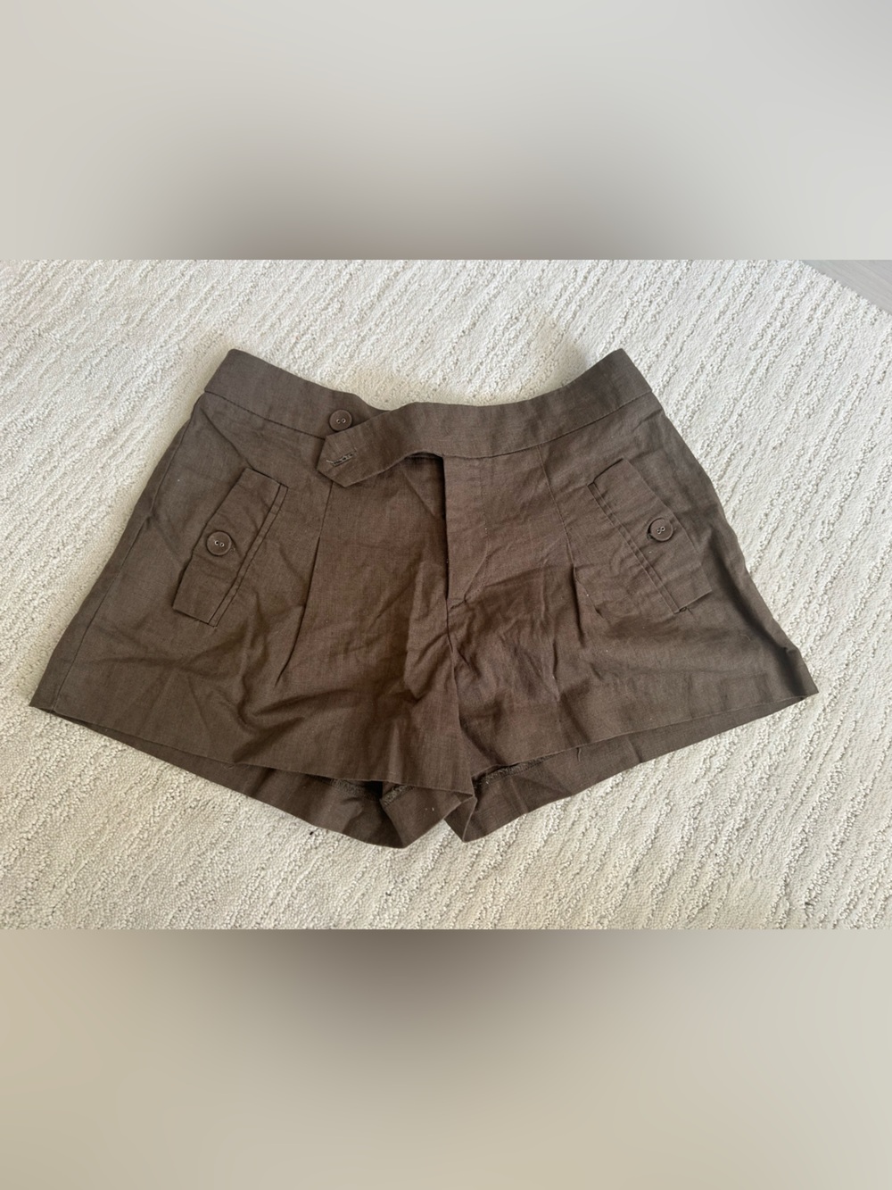 Olive green/ Brown Tailored Mini shorts size small